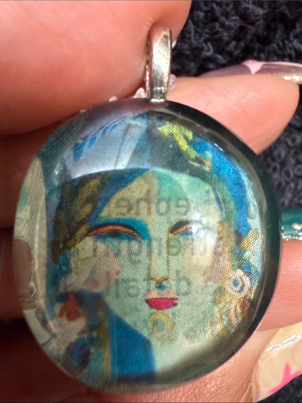 Blue Multicolor Artistic Glass Pendant Necklace - Women Jewelry